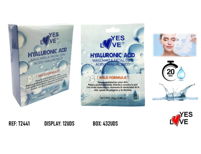 Masque pour le visage a l'acide hyaluronique yes love T2441