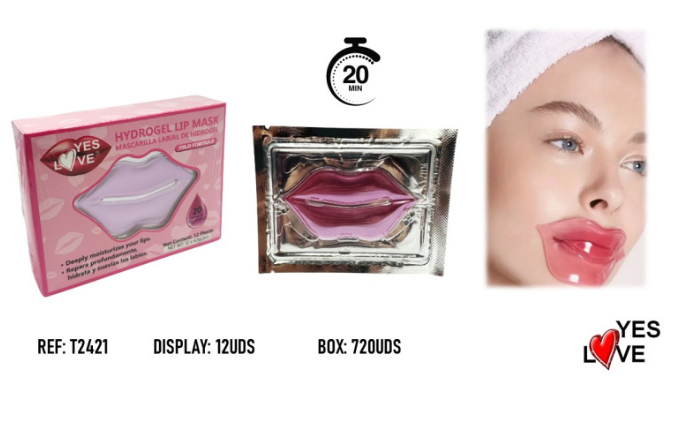 Lot de 12 masque pour les lèvres hydrogel T2421 - Yes love