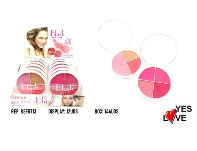 Lot de 12 blush poudrée 4 teintes - Yes love 0713A