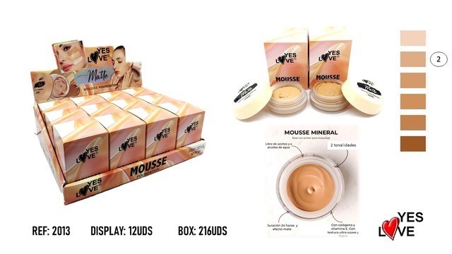 Pack of 12 - Ultra Covering Matte Mousse Foundation - 2013/2 - Yes Love