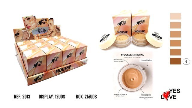 Pack of 12 - Ultra Covering Matte Mousse Foundation - 2013/6 - Yes Love