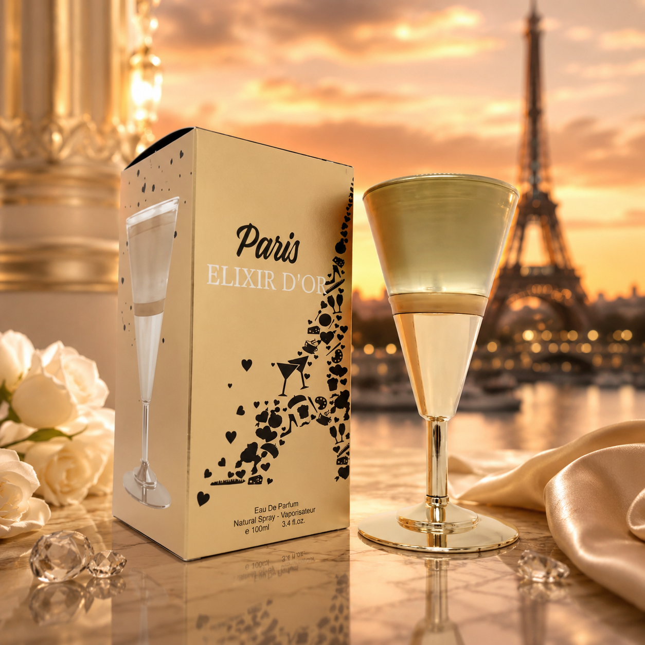 Lot de 6 Pièces - Eau de Parfum Paris Elixir D'Or 100ml - Fragrance Couture