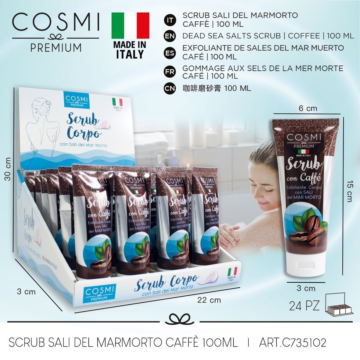 Cosmi Milano Dead Sea Salt and Coffee Body Scrub 100ml
