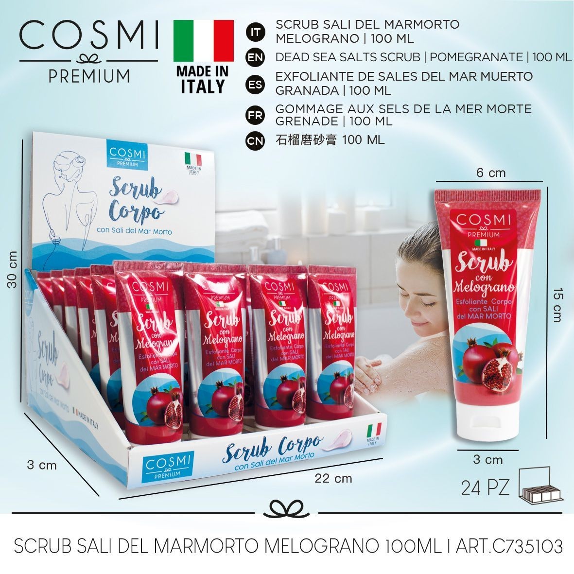 Cosmi Milano Dead Sea Salt and Pomegranate Body Scrub 100ml