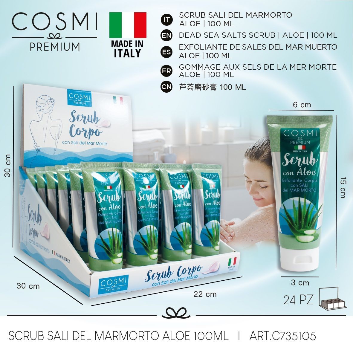 Cosmi Milano Dead Sea Salt and Aloe Vera Body Scrub 100ml