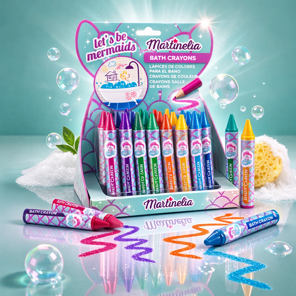 Lot de 12 Pièces - Crayon de Couleur Rigolo pour la salle de bain - 90036 - Martinelia