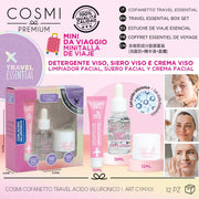Lot de 6 pièces - Kit Essentiel de Voyage Skin Care Acide Hyaluronique - Cosmi Milano