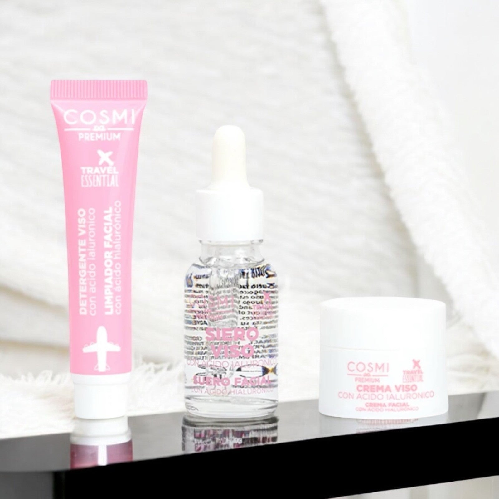 Lot de 6 pièces - Kit Essentiel de Voyage Skin Care Acide Hyaluronique - Cosmi Milano