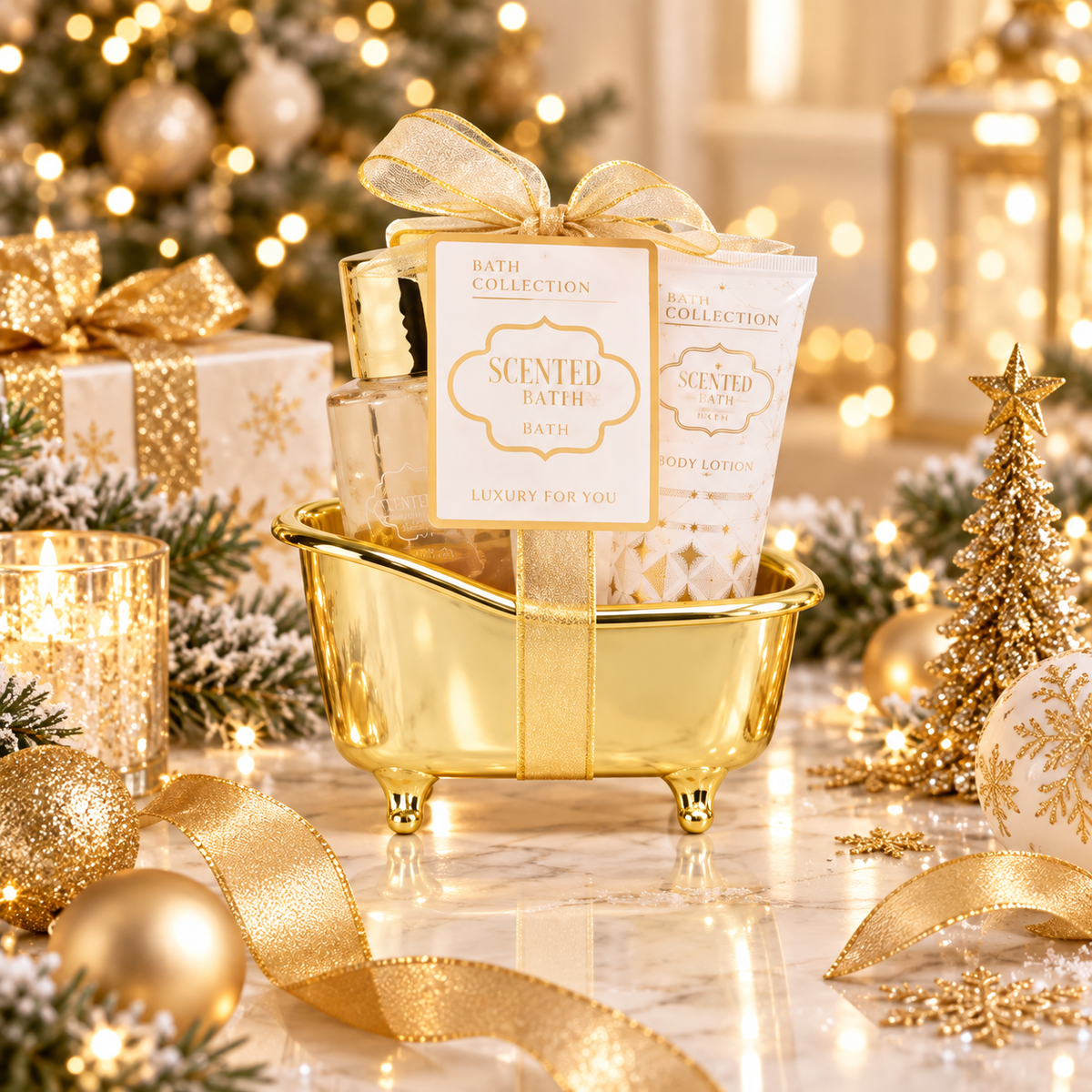 Lot de 4 Coffrets - Coffret de Bain Scented Bath Gold - Idc Institute