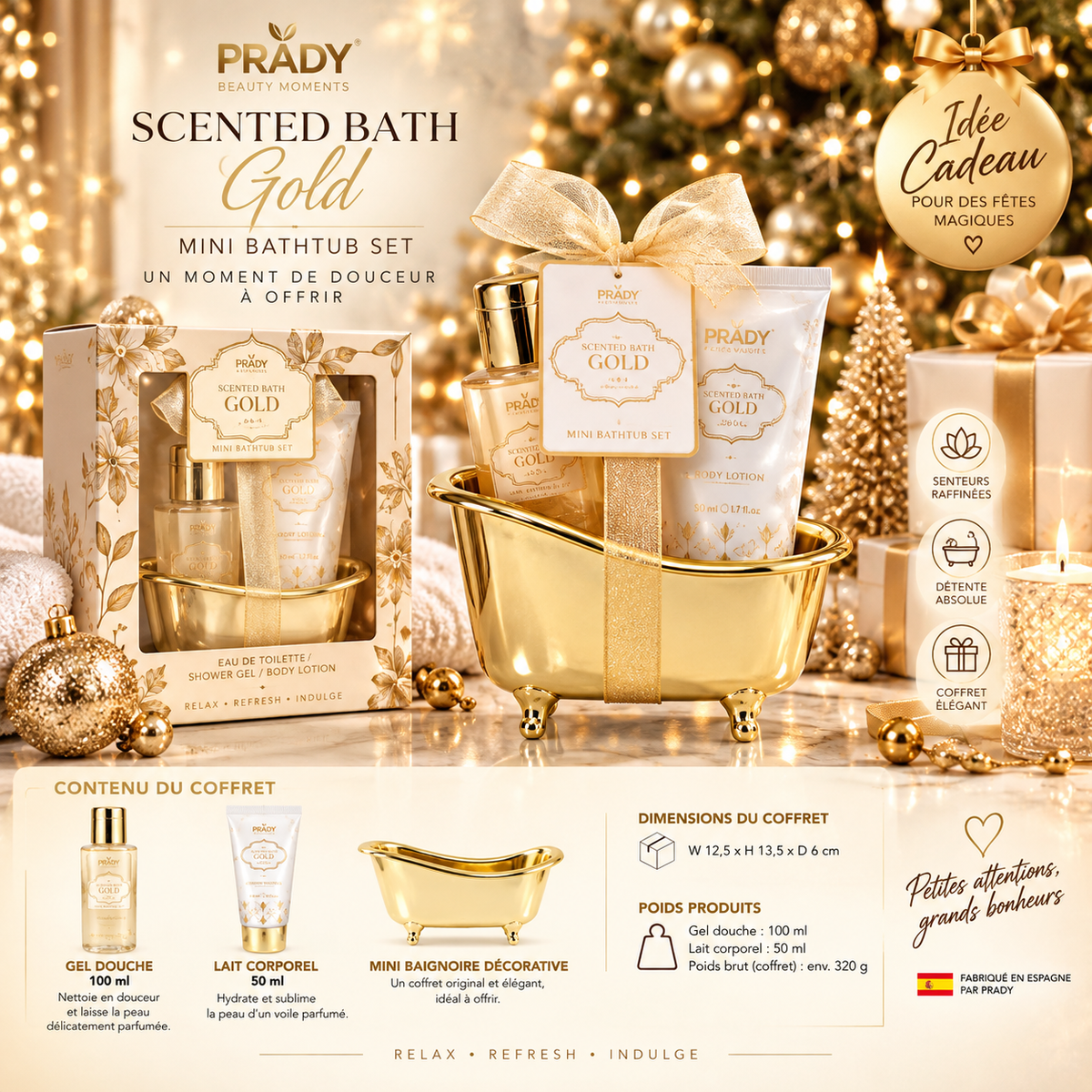 Lot de 4 Coffrets - Coffret de Bain Scented Bath Gold - Idc Institute