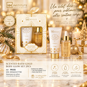 Lot de 4 Coffrets - Coffret Scented Bath Gold Body Glow Set – Lait Corps Pailleté & Huile Corps – IDC Institute