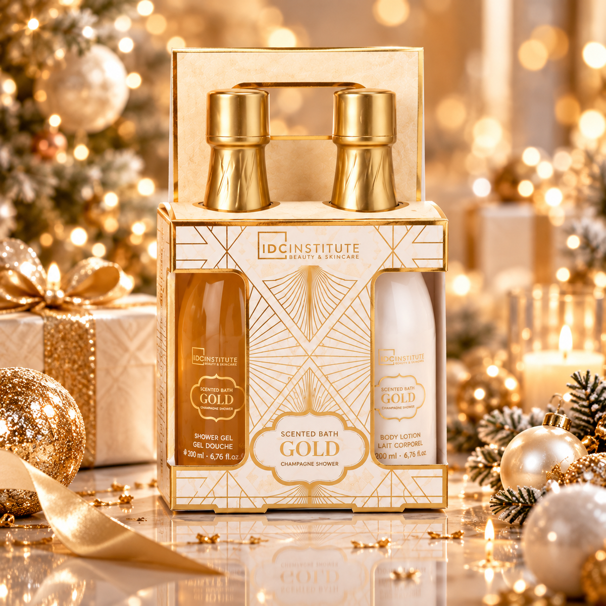 Lot de 4 Coffrets - Coffret Bain Scented Bath Gold Champagne - Idc Institute