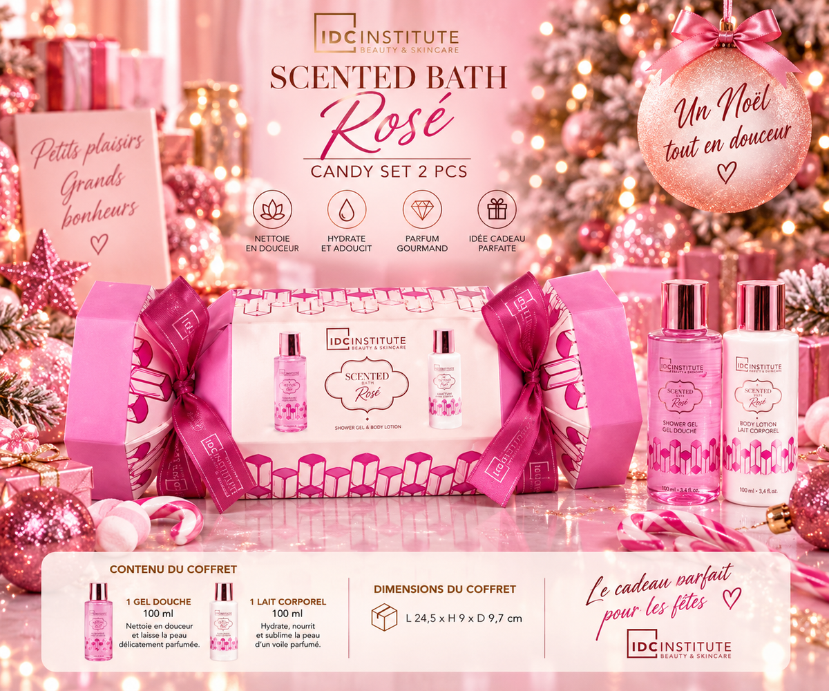 Lot de 4 coffretsCoffret Scented Bath Rosé Candy Set – Gel Douche & Lait Corps – IDC Institute
