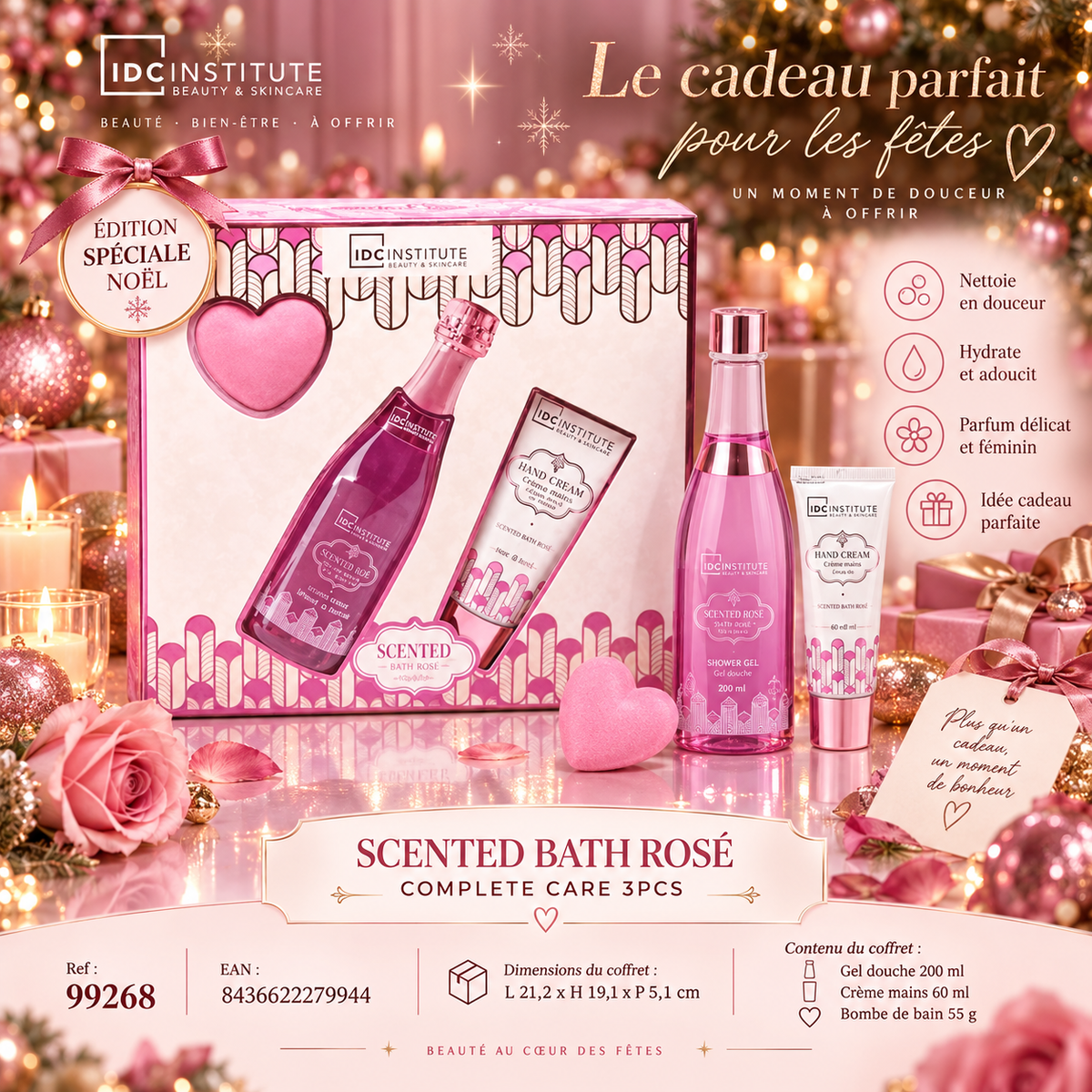 Lot de 4 coffrets - Coffret Scented Bath Rosé Complete Care 3 PCS – IDC Institute