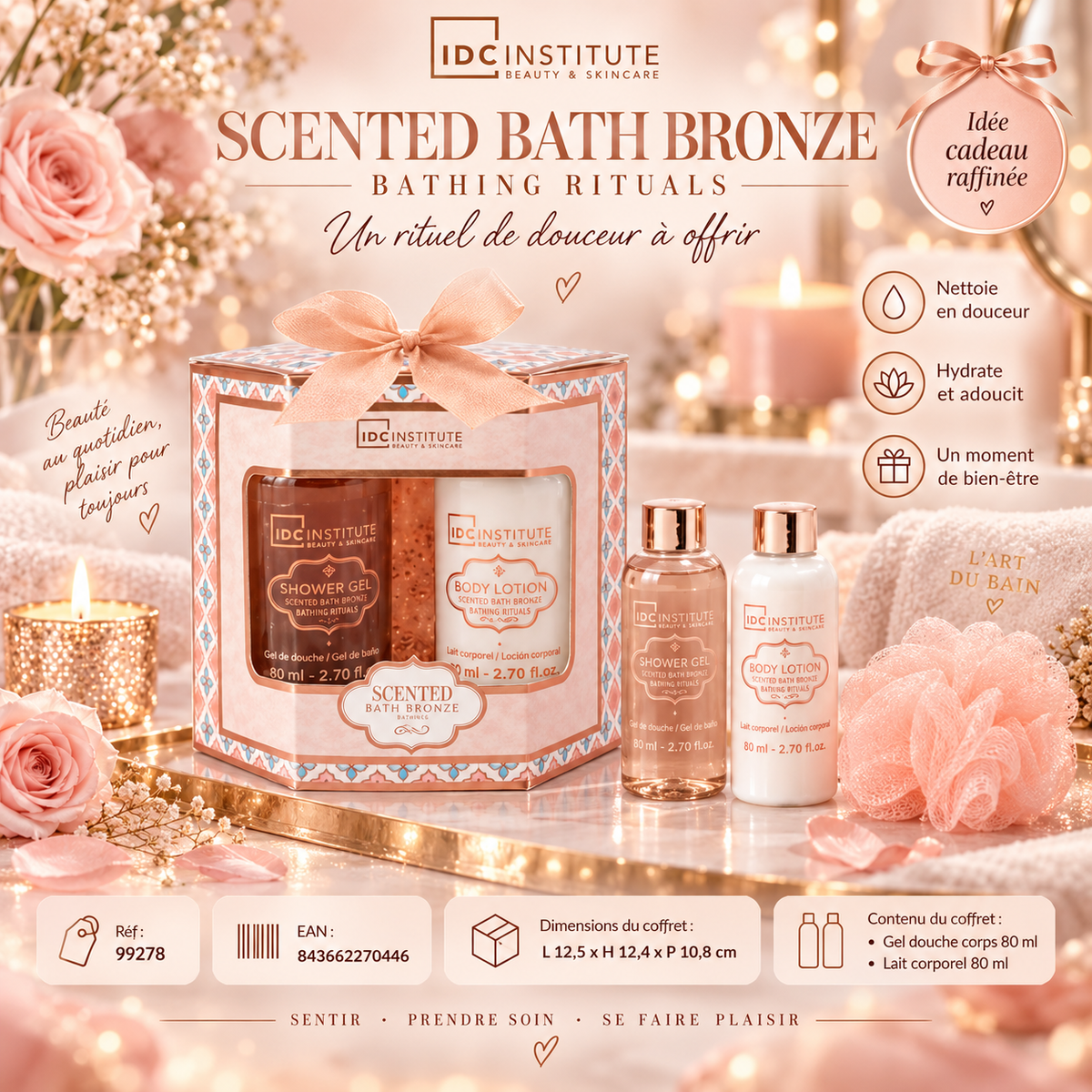 Lot de 4 Coffrets - Coffret Soin Corps Scented Bath Bronze Vanilla &amp; Amber – IDC Institute
