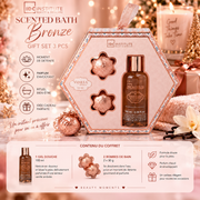 Lot de 4 Coffrets - Coffret Scented Bath Bronze Gift Set 3 PCS – Gel Douche & Bombes de Bain – IDC Institute