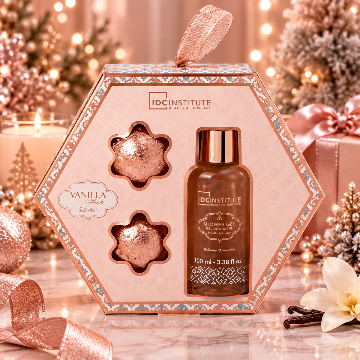 Lot de 4 Coffrets - Coffret Scented Bath Bronze Gift Set 3 PCS – Gel Douche & Bombes de Bain – IDC Institute