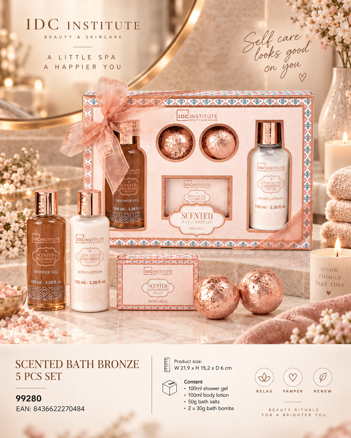 Lot de 3 Coffrets - Coffret Cadeau Bain Scented Bath Bronze 5 Pièces – IDC Institute