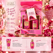 Lot de 4 Pièces - Coffret Secret Stories – Beauty Collection – Gel Douche 50 ml & Lait Corps 30 ml