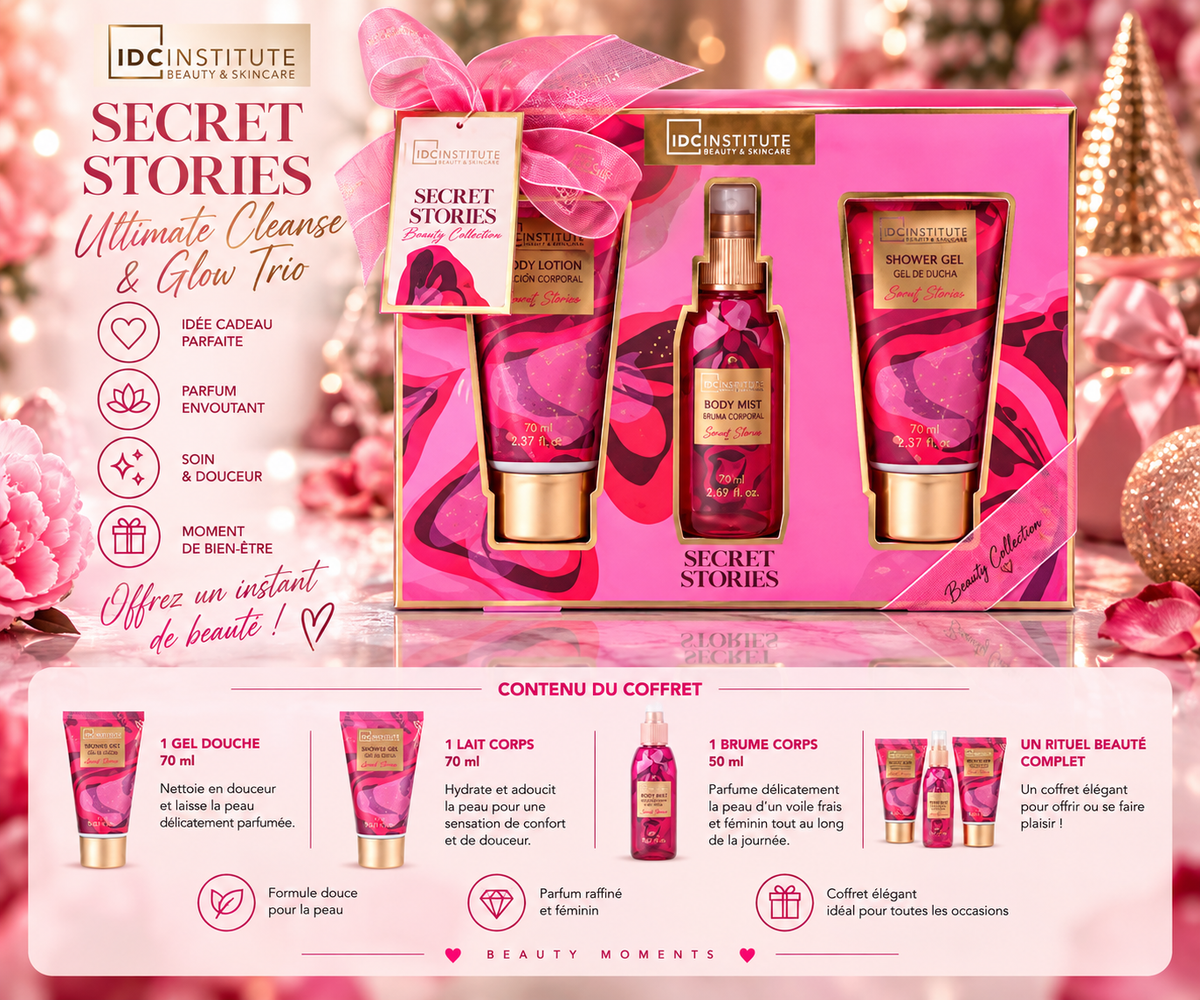 Secret Stories Ultimate Cleanse & Glow Trio Corps IDC Institute – Lot de 4 coffrets
