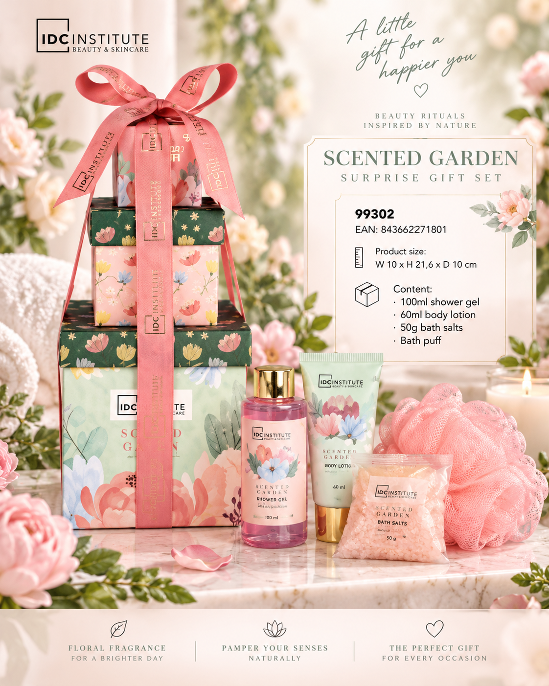 Lot de 3 Coffrets - Coffret Bain "Noël" 4 Pièces Scented Garden - Idc Institute