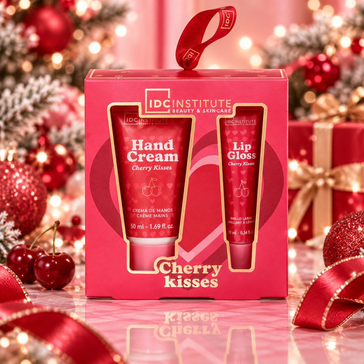 Lot de 4 coffrets - Coffret Cherry Kisses Daily Essentials – Crème Mains & Gloss Lèvres – IDC Institute