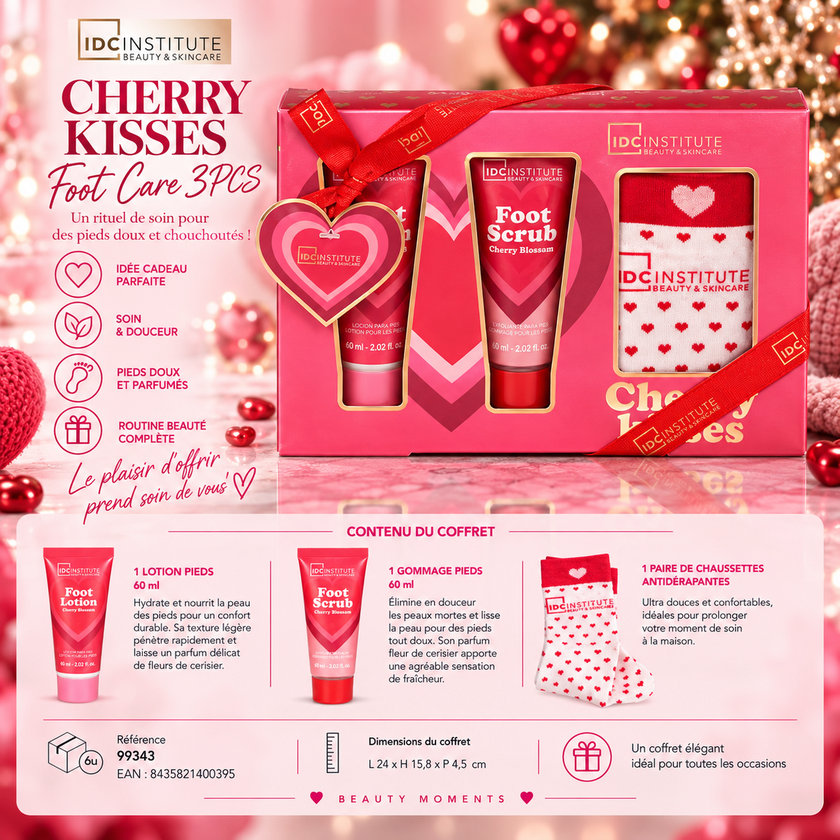 Lot de 4 coffrets - Coffret Cherry Kisses Foot Care 3 PCS – Soin des Pieds IDC Institute