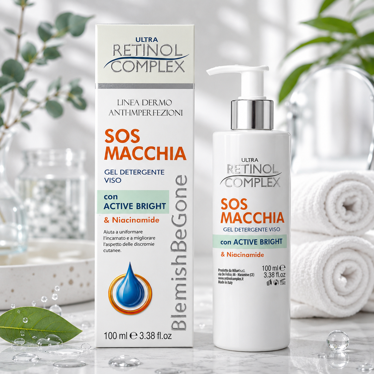 Lot de 6 Pièces - Gel Nettoyant Visage Anti-Taches SOS Macchia - 100 ml - Retinol Complex