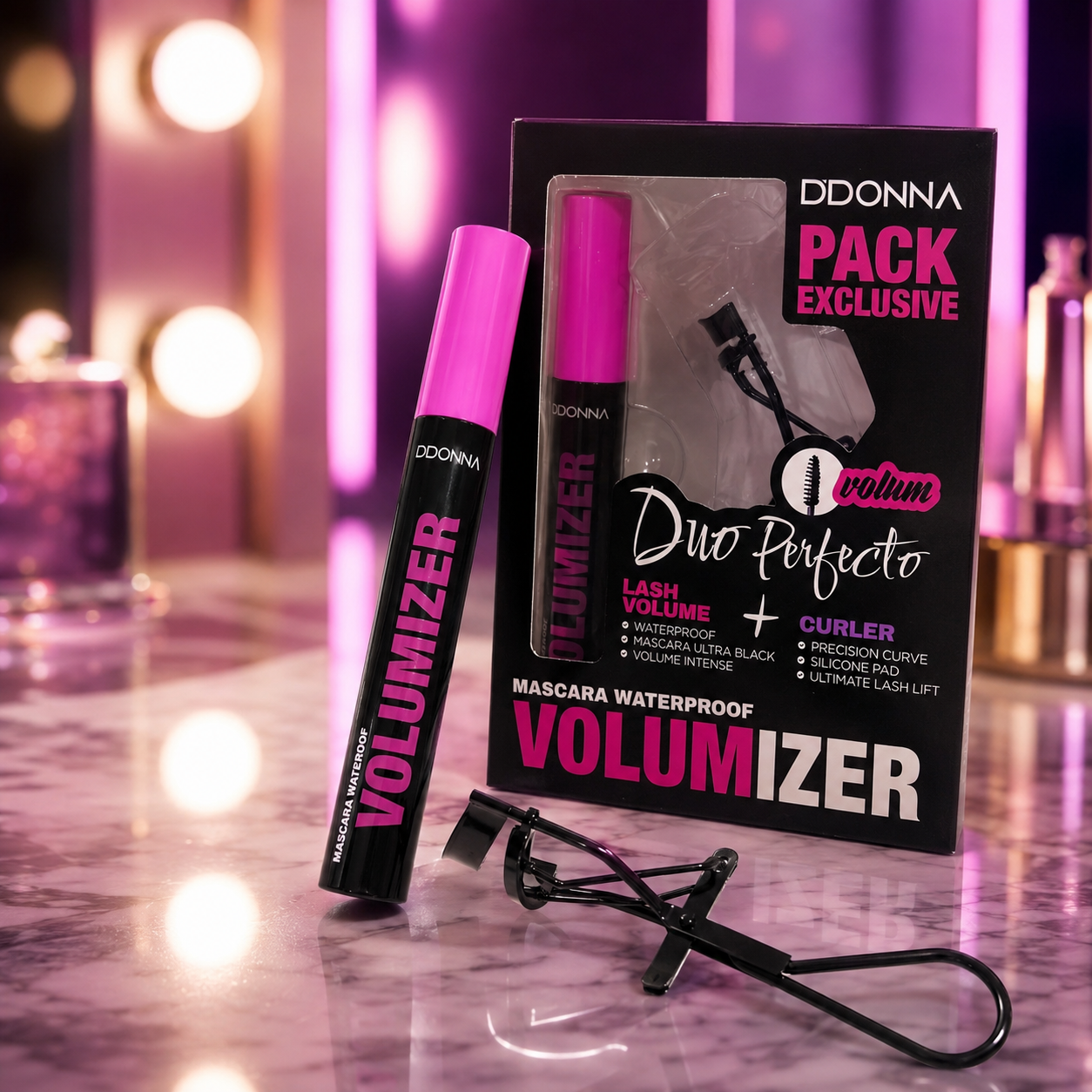 Lot de 12 Pièces - Mascara Volumizer + Recourbe Cils - D'donna