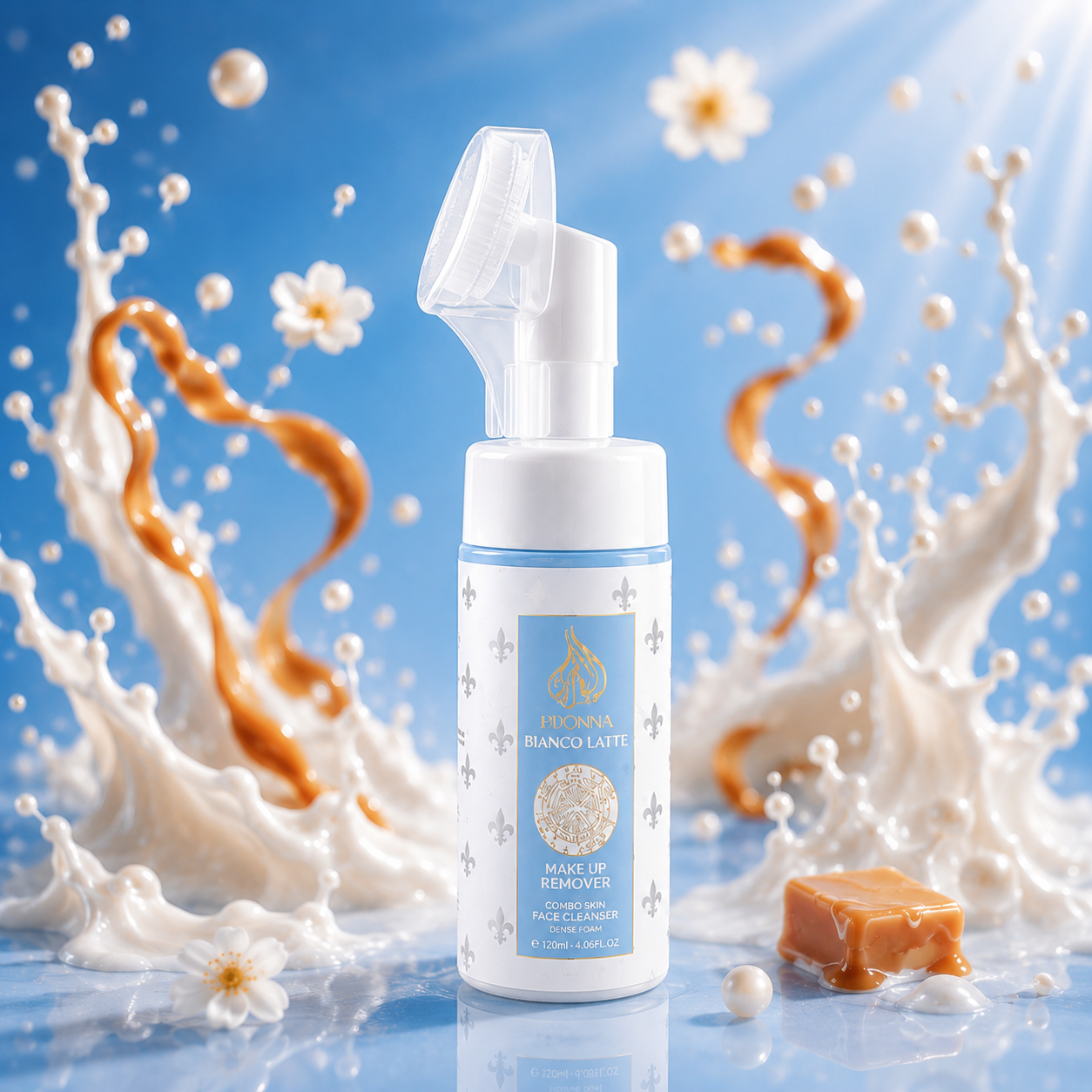 Lot de 12 Pièces - Mousse Nettoyante &amp; Démaquillante D’DDonna Bianco Latte 100 ml – Lot de 12 | Nettoyant visage à la vanille &amp; Caramel