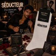 Lot de 5 Paires - Chaussette Pour Homme "SÉDUCTEUR" Blanche - Jolis Mots Tendres