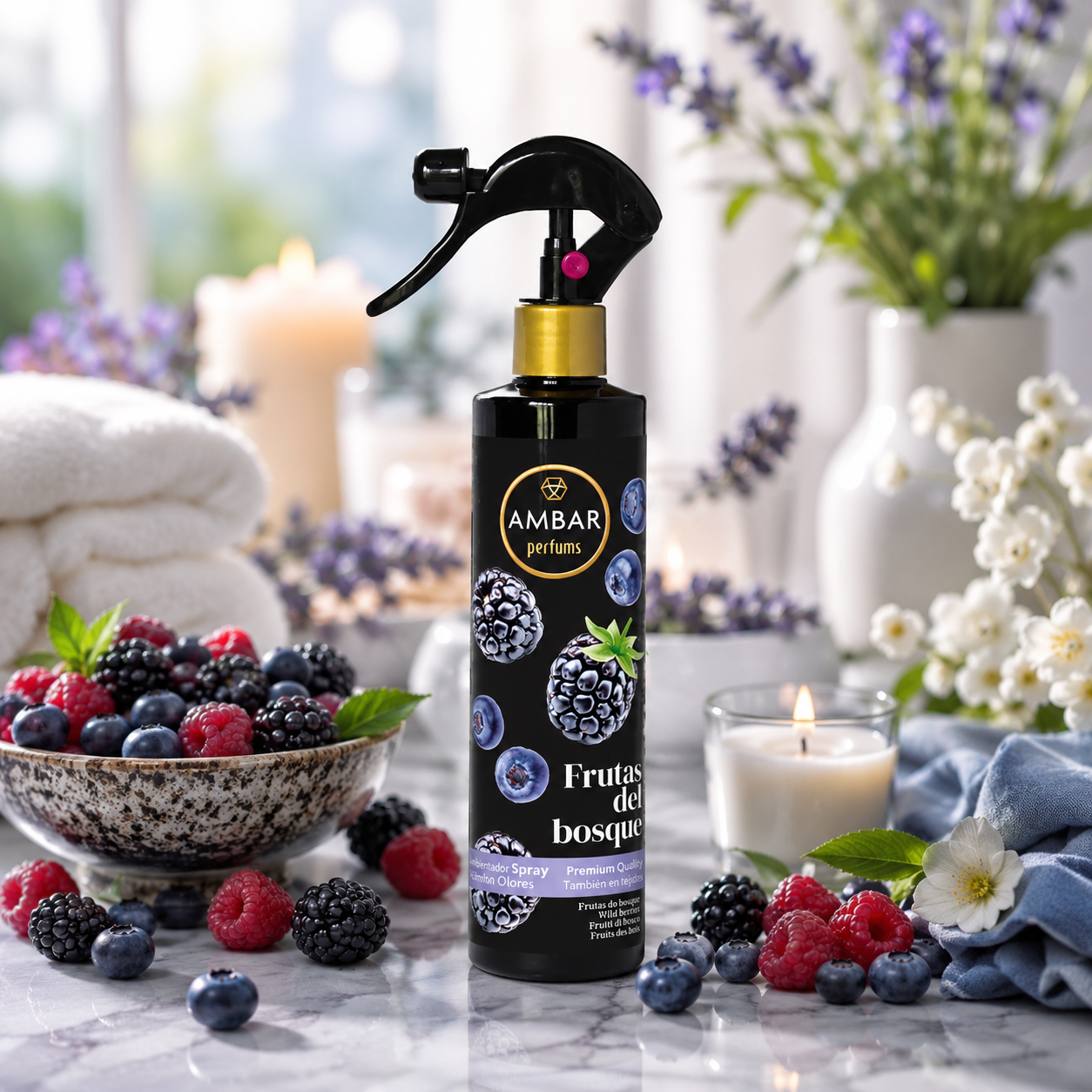 Set of 6 Ambar Forest Fruits Home, Laundry and Car Sprays 280ml