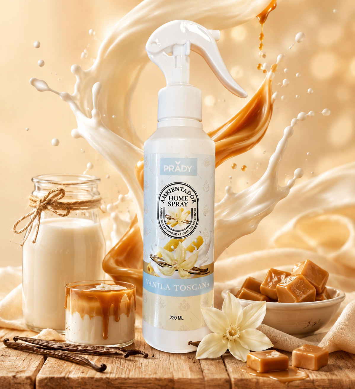 Set of 6 Pieces - Prady Tuscan Vanilla Home and Fabric Room Spray 220ML