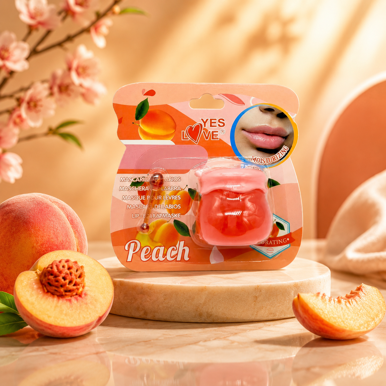 Lot de 24 Pièces - Masque hydratant pour les Lèvres Pèche -  Yes Love