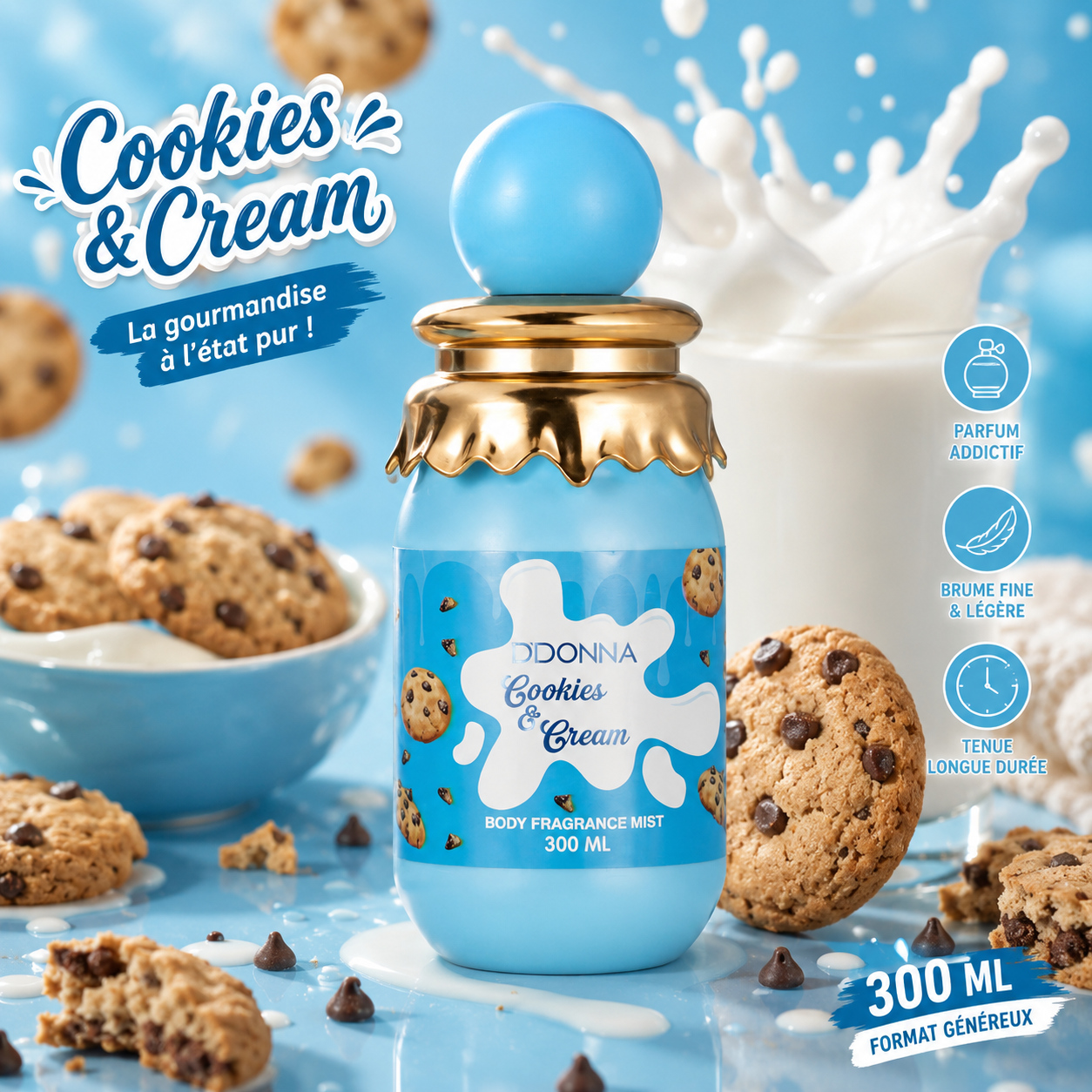 Lot de 6 Pièces - Brume Gourmande Cookies & Cream 300ml - D'Donna