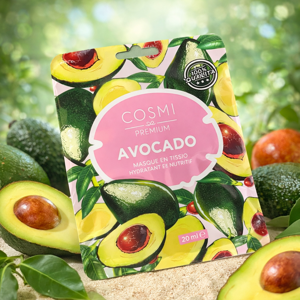 Lot de 12 Pièces - Masque visage hydratant à l’avocat - Cosmi Premium