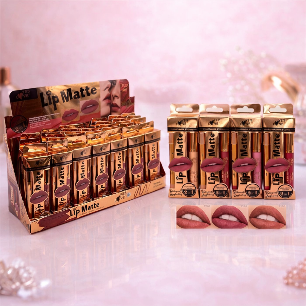 Lot de 24 Pièces - Rouge à Lèvres Liquid + Crayon Matt e- 8169A - Yes Love