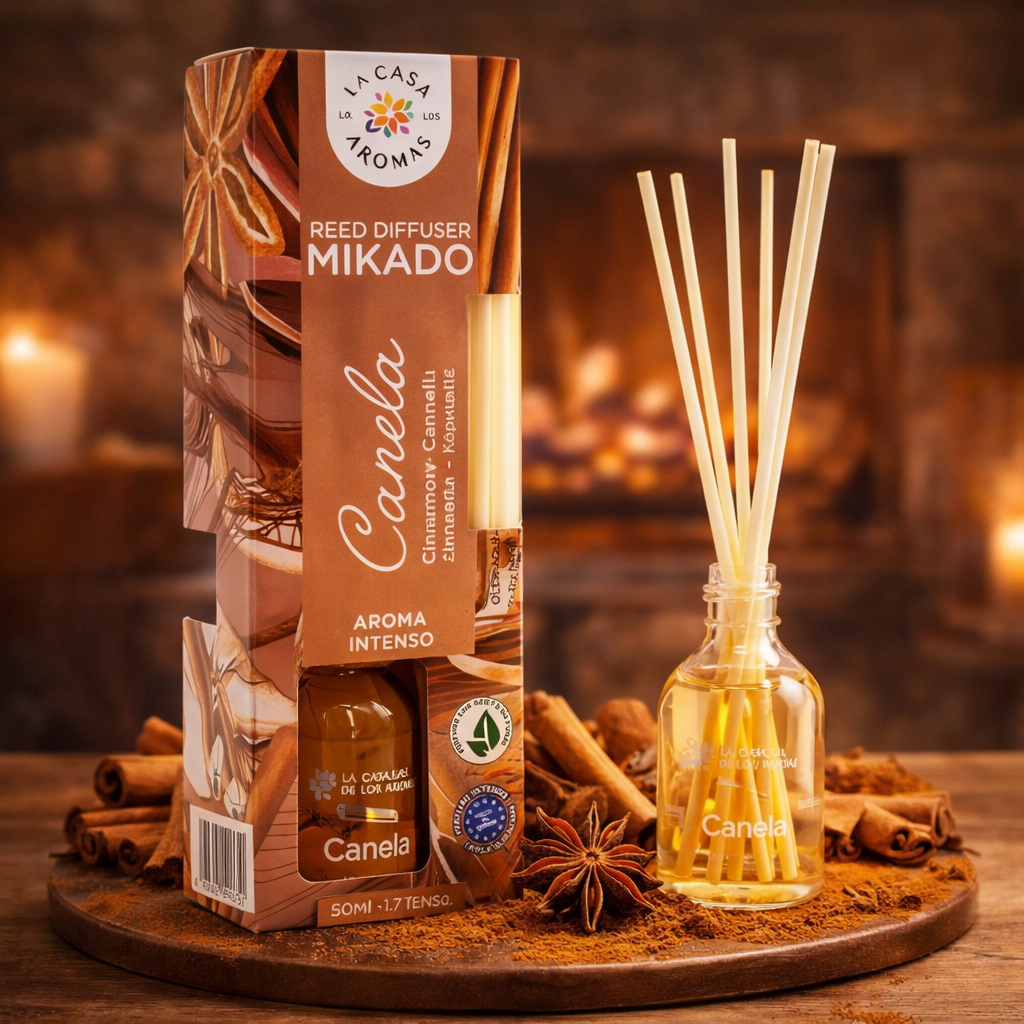 Lot de 6 Pièces - Mikado Diffuseur de Parfum Canelle 50ml - La Casa de Los Aromas
