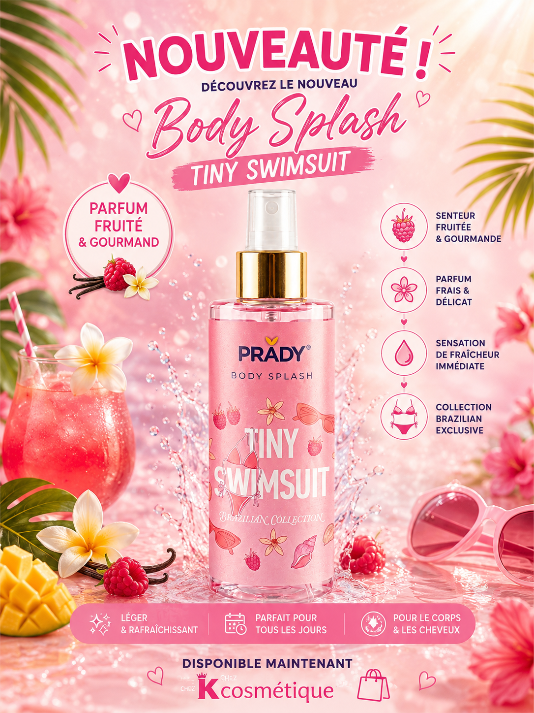 Lot de 6 Pièces - Brume Corps & Cheveux "TINY SWIMSUIT" 250ml - Prady