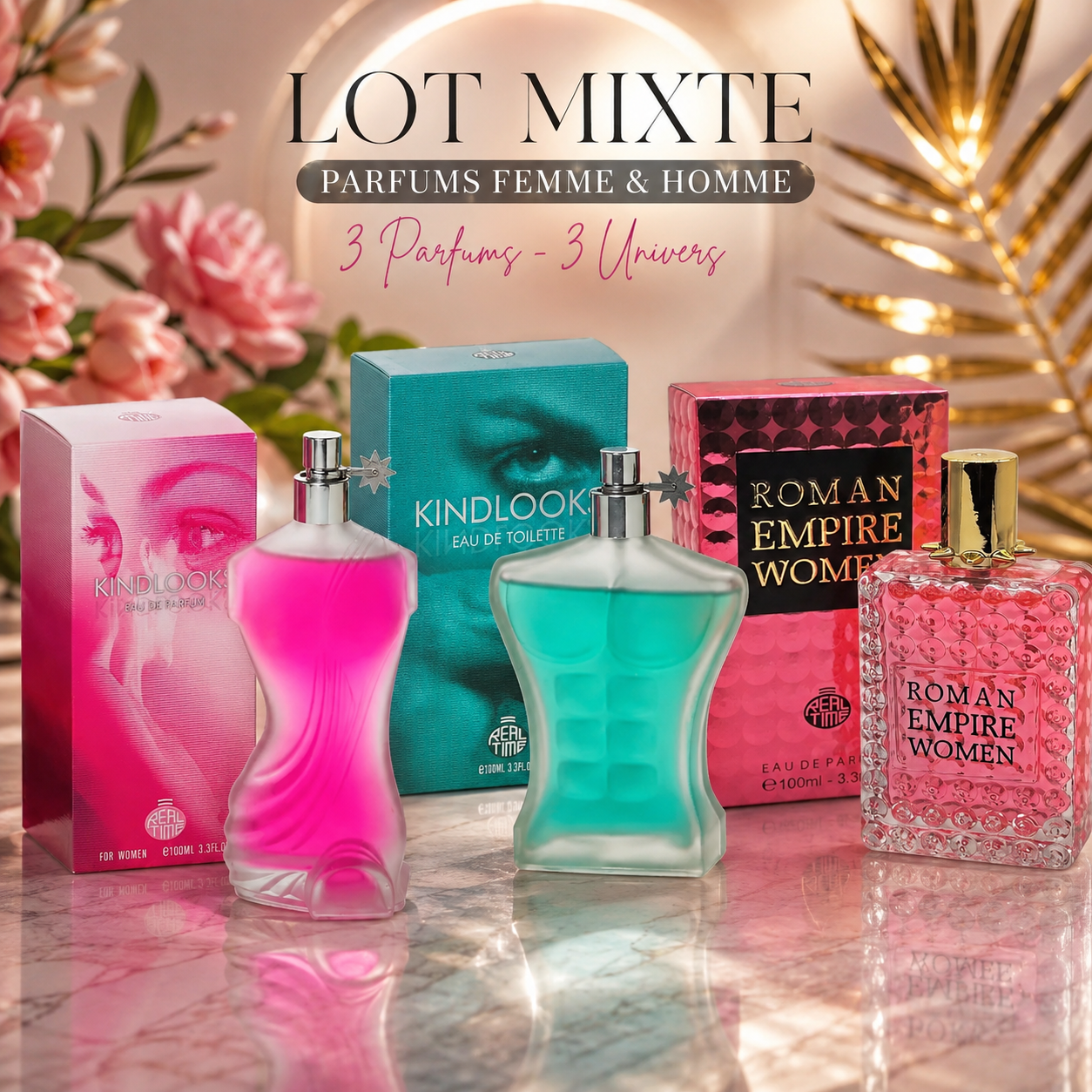 Lot de 9 Pièces - Lot Mixte Parfum Real Time Homme & Femme - Real Time