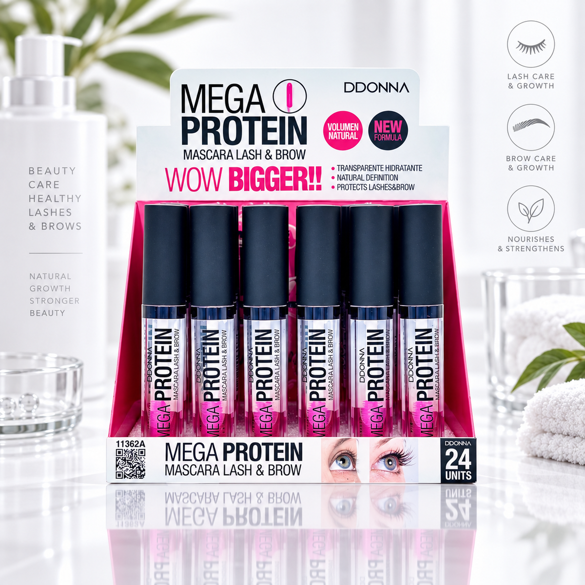 Lot de 24 Pièces - Mascara Cils & Sourcils Mega Protéine - D'Donna