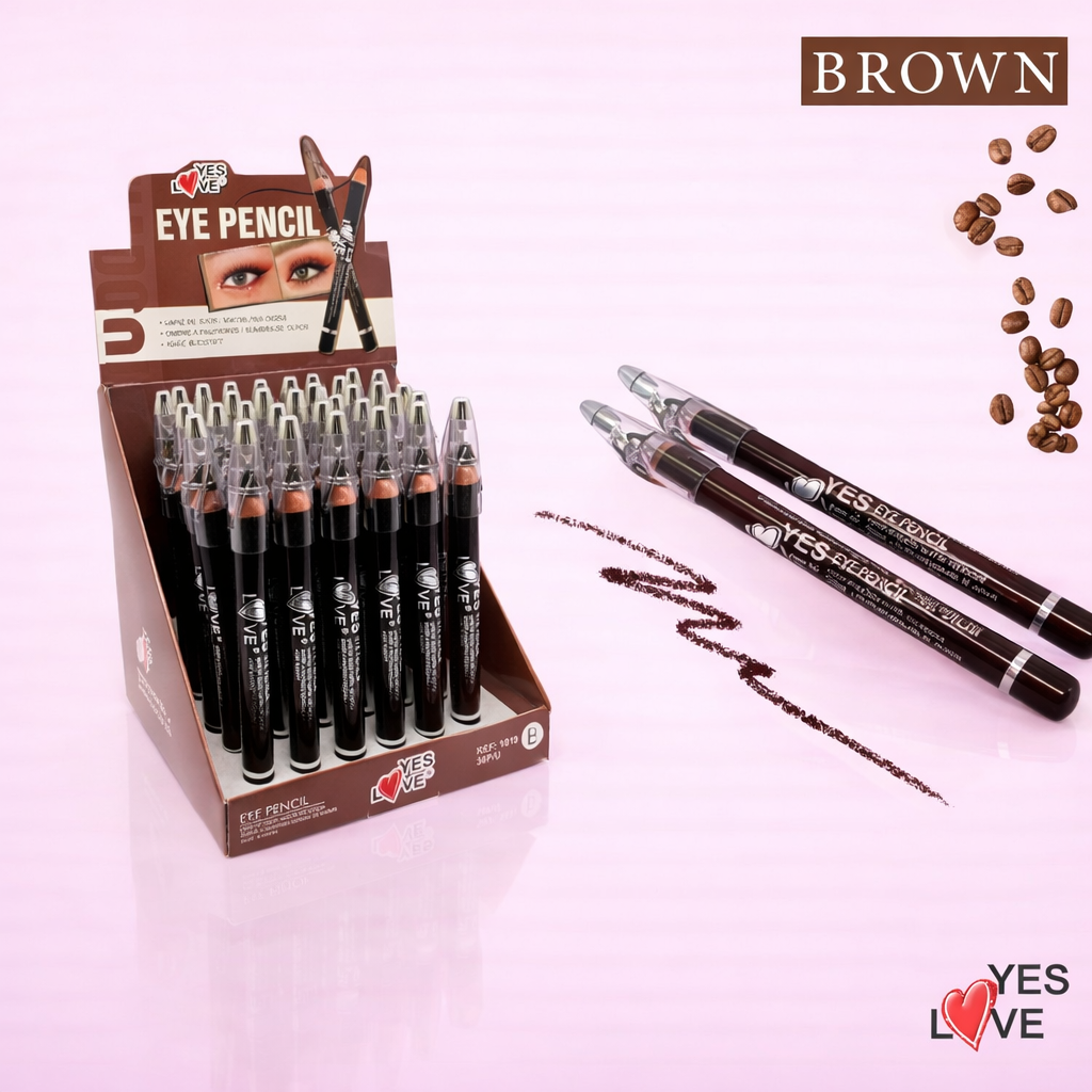 Lot de 36 Pièces - Crayon Gras Yeux Sourcils Brun Intense + Taille Crayons - Yes Love