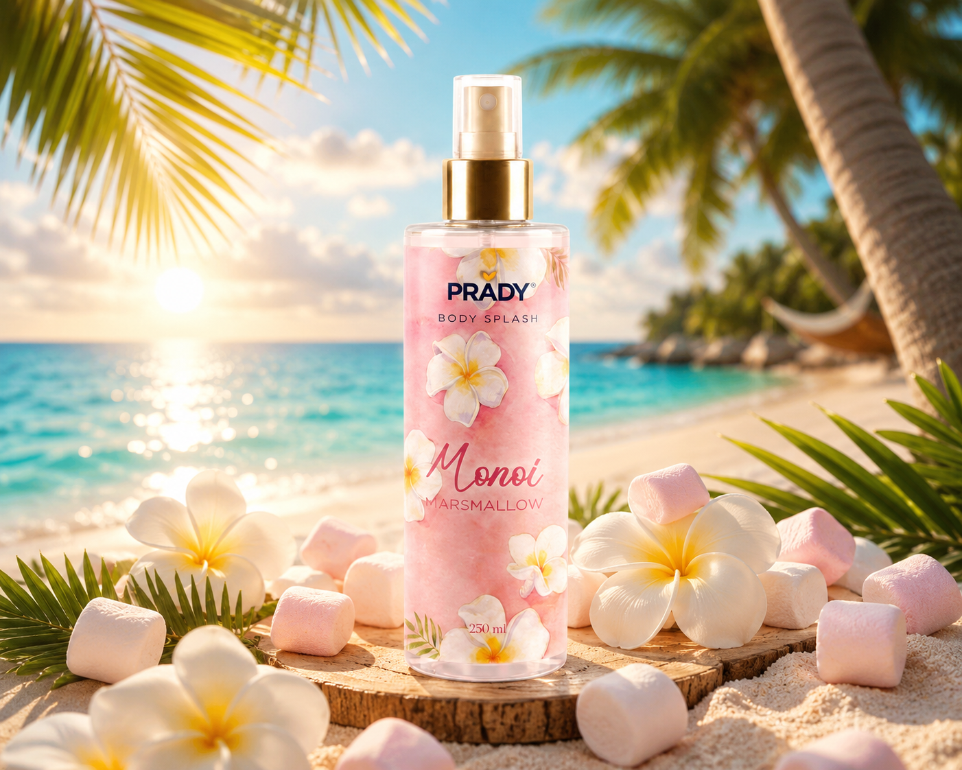 Lot de 12 Pièces - Brume Corps & Cheveux Monoi Marshmallow 250ml - Prady