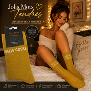 Lot 5 pièces - Paire de Chaussettes Fun "BELLE GOSSE" OR - Jolis Mots Tendres