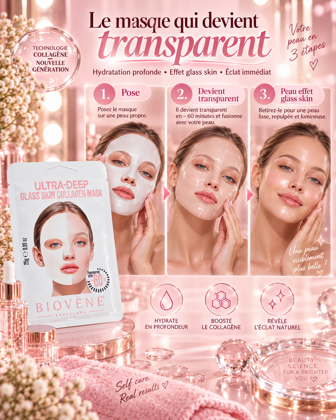 Lot de 8 Pièces - Ultra-Deep Glass Skin Collagen Mask – Biovène Barcelona