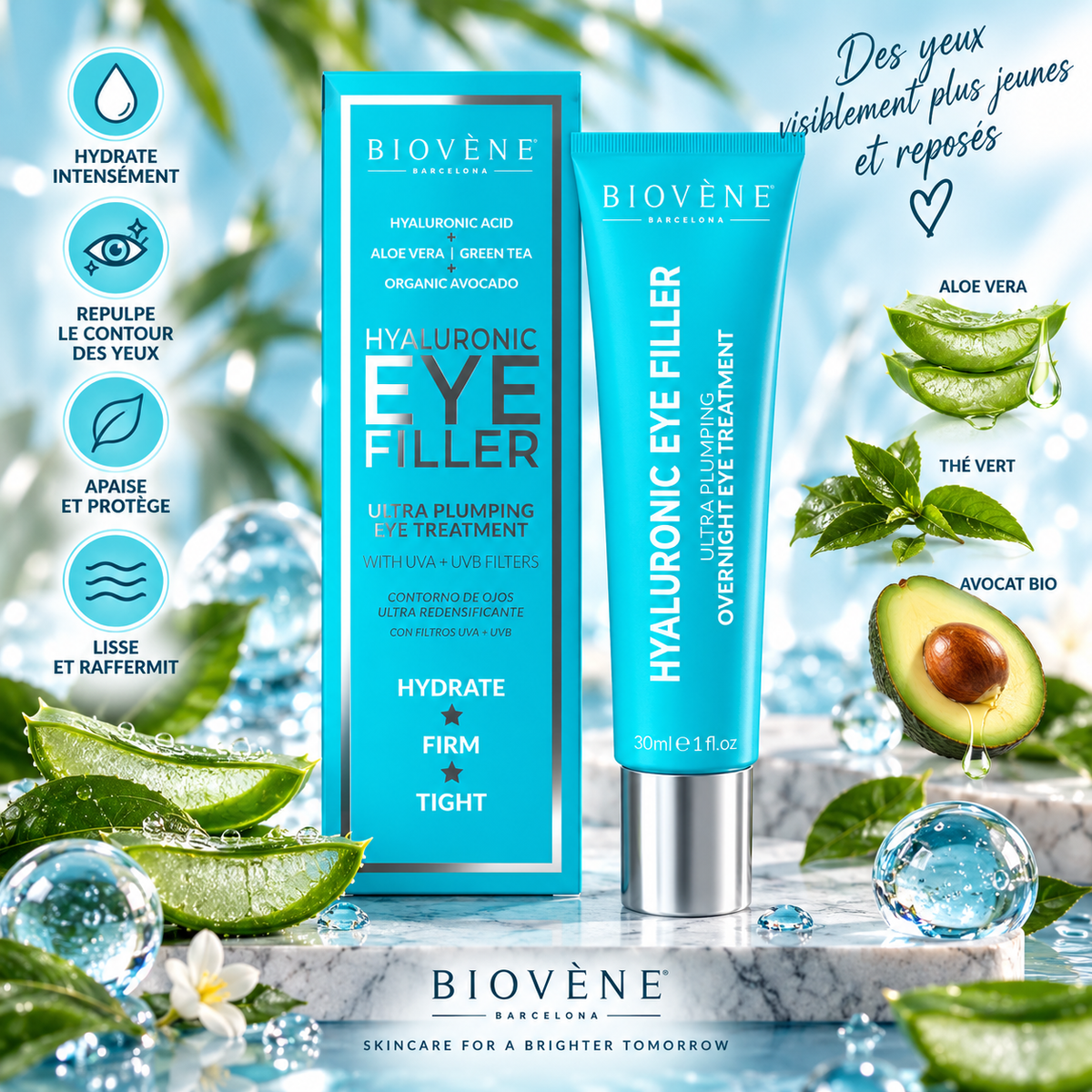 Lot de 6 Pièces - Hyaluronic Eye Filler – Biovène Barcelona – Soin contour des yeux 30 ml