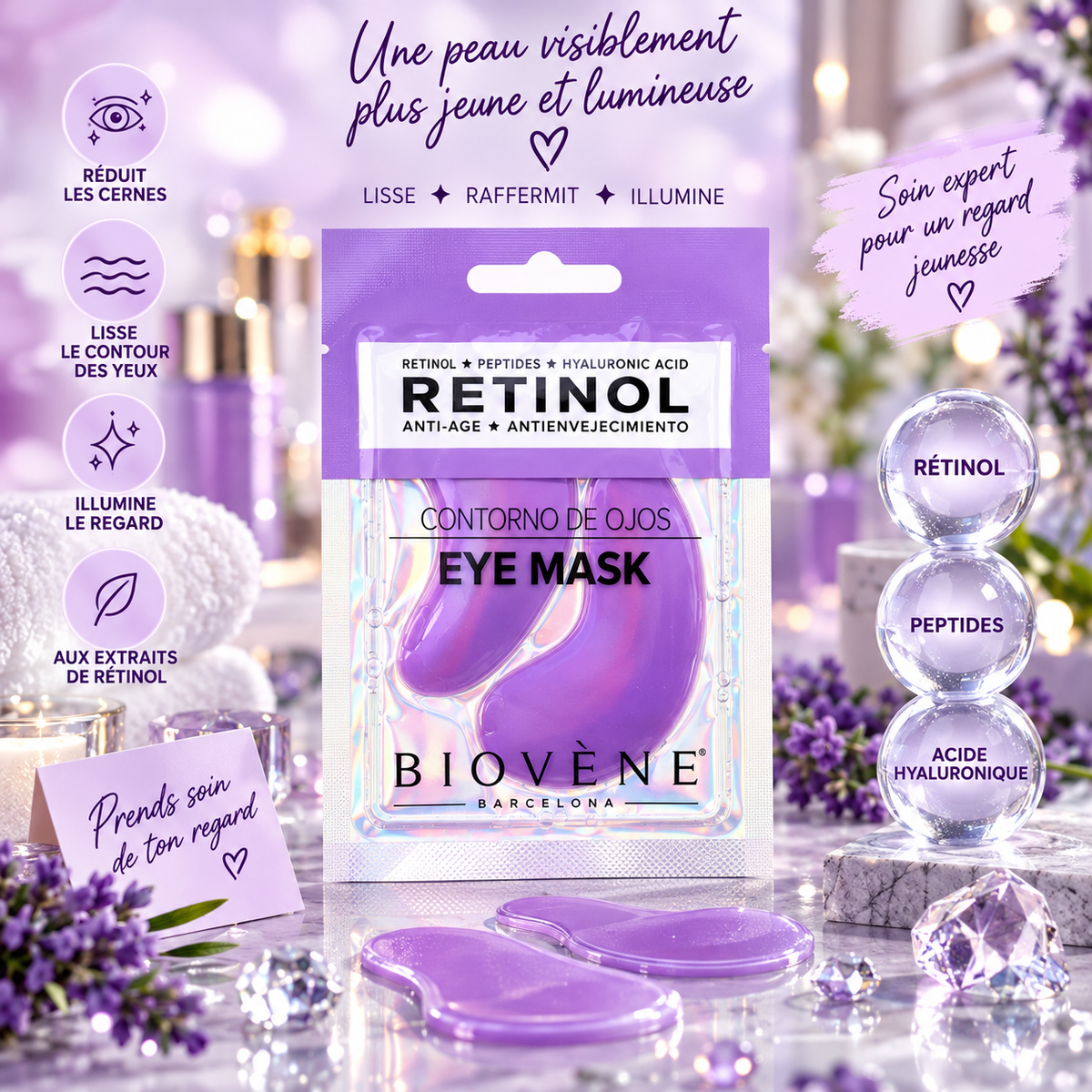 Boîte de 25 - Patchs contour des yeux Retinol Eye Mask – Biovène Barcelona
