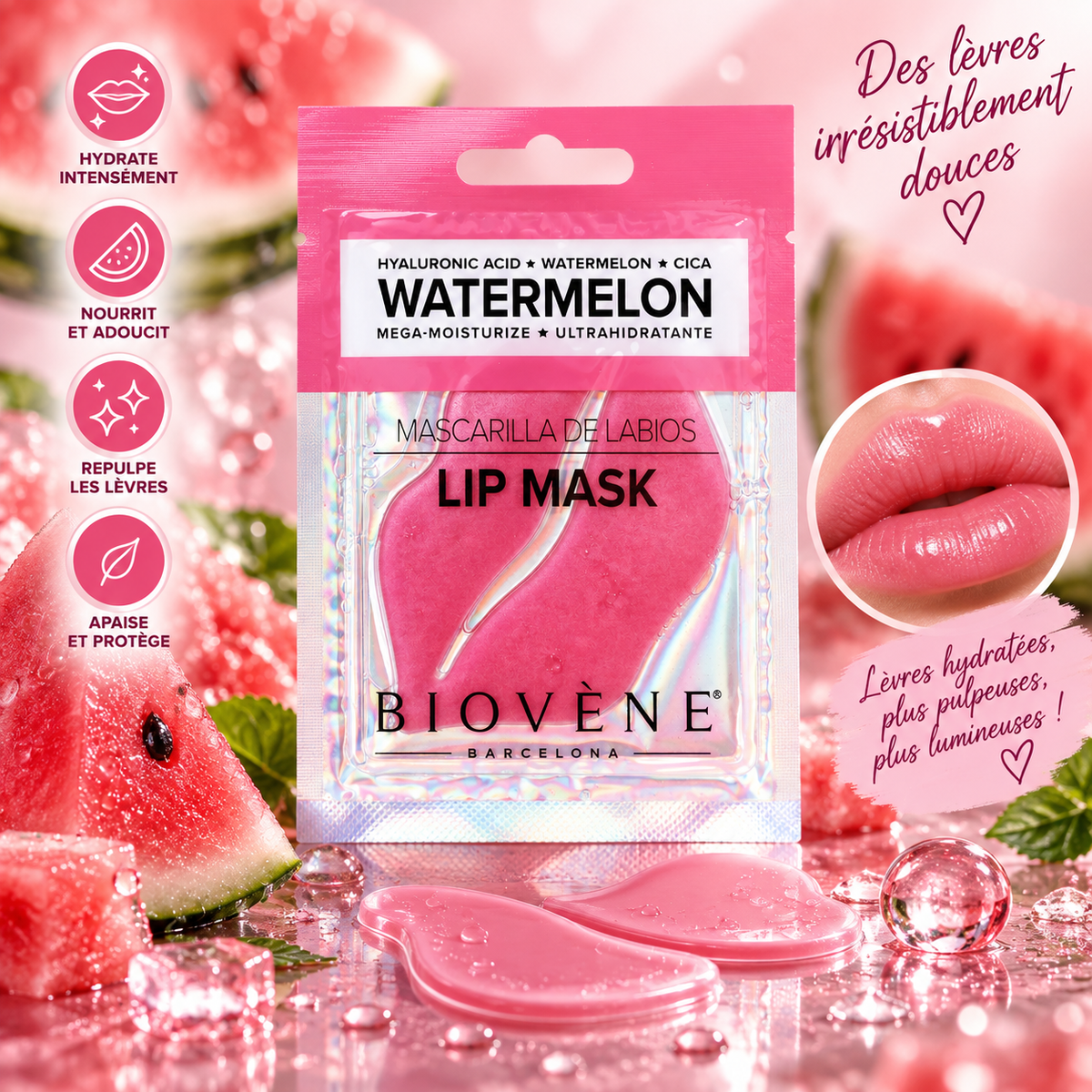 Boîte de 25 - Masque lèvres Watermelon Lip Mask – Biovène Barcelona
