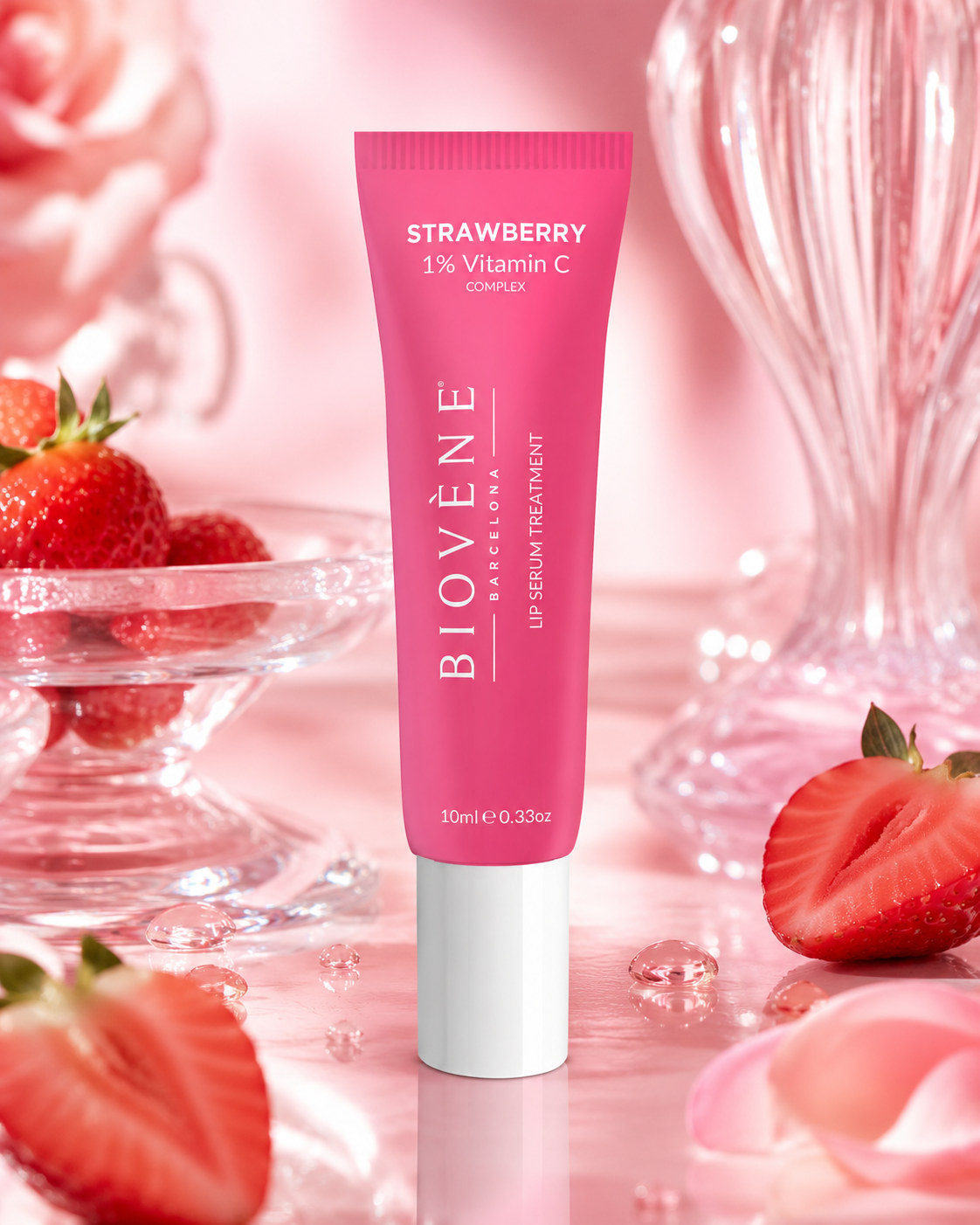 Lot de 6 Pièces - Sérum Baume à Lèvres Strawberry Glow – Biovène Barcelona – 10 ml