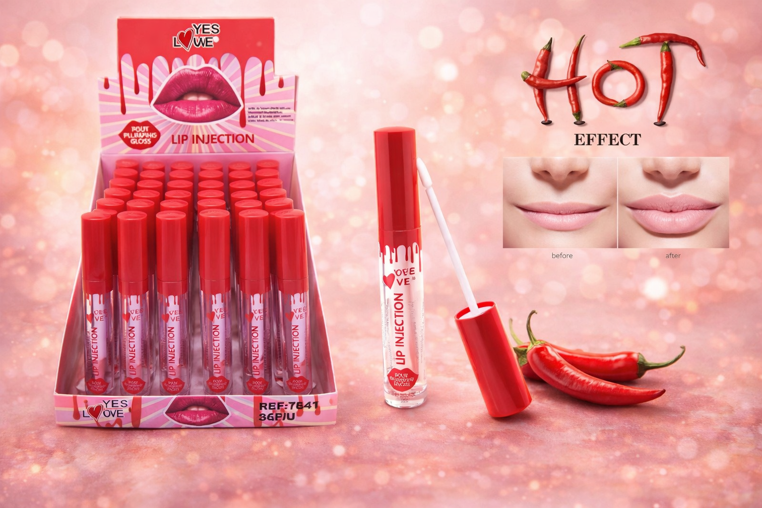 Lot de 36 Pièces - Gloss Pumpling Lip Injection -7841  - Yes Love